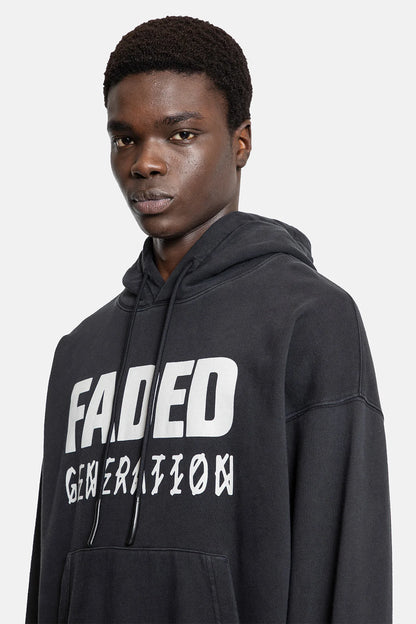 44Label Faded Gen Hoodie Black
