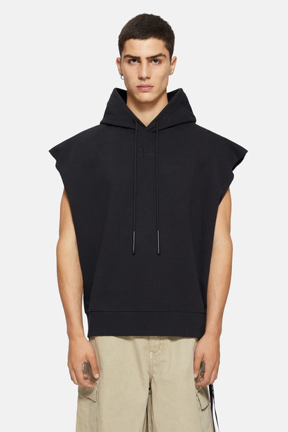 44Label Classic Sleeveless Hoodie Black