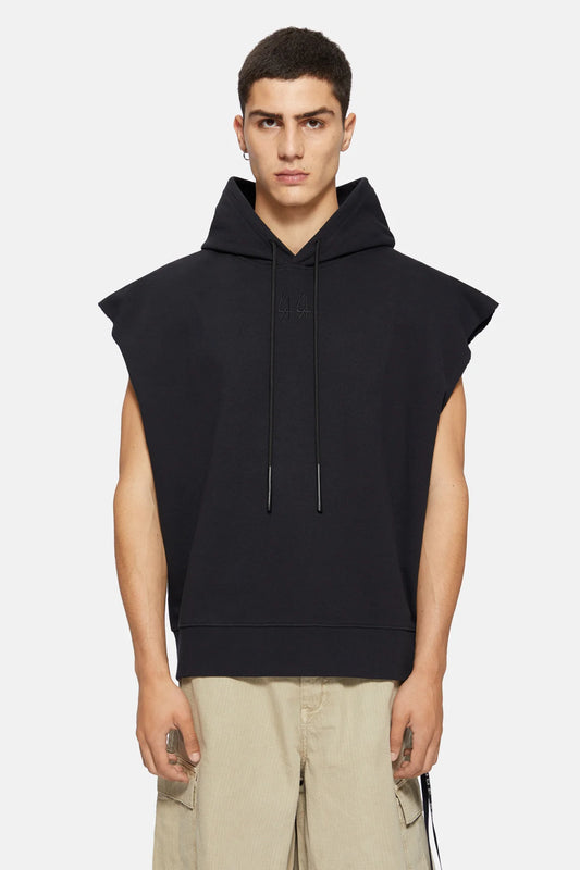 44Label Classic Sleeveless Hoodie Black