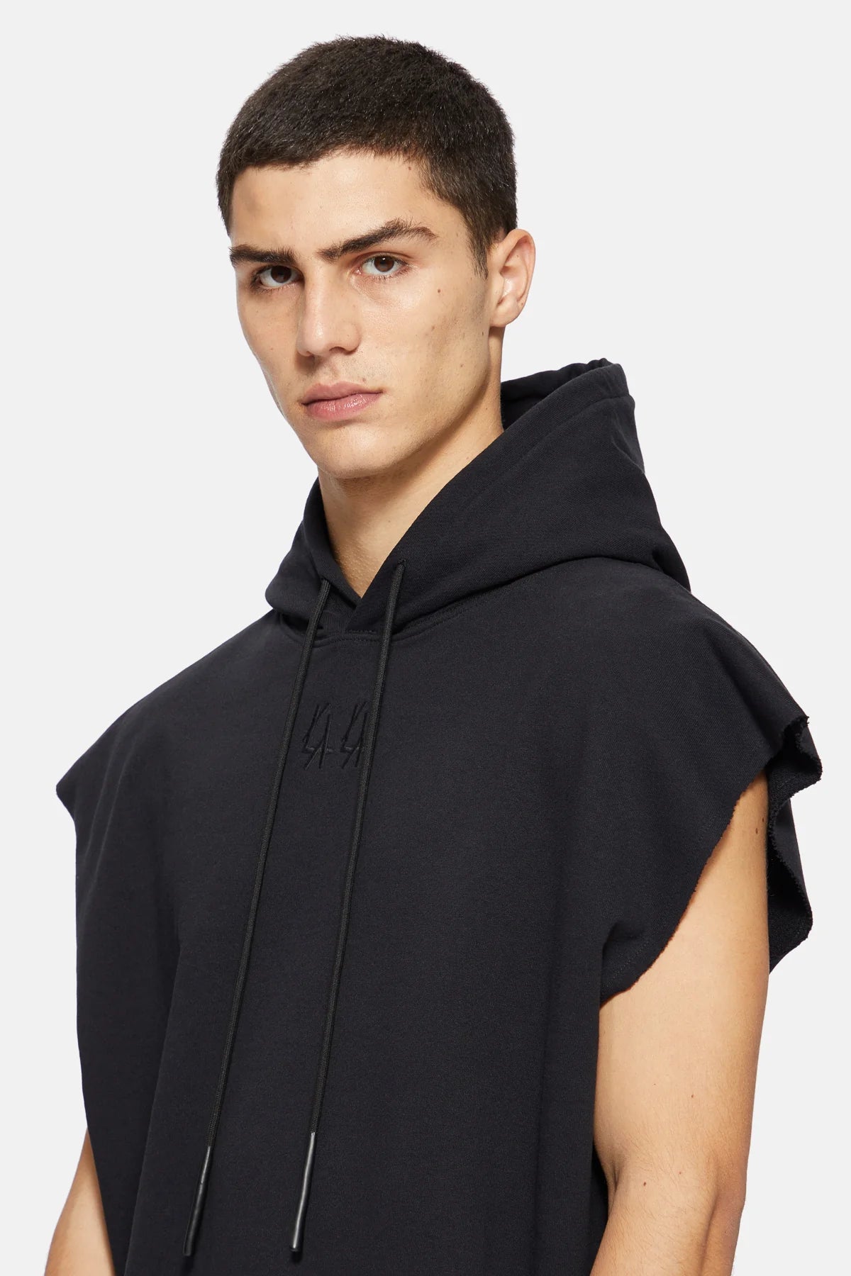 44Label Classic Sleeveless Hoodie Black