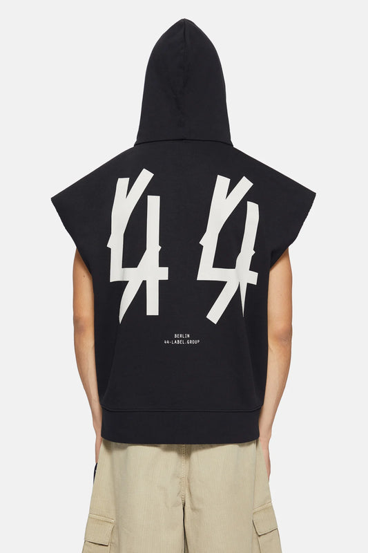 44Label Classic Sleeveless Hoodie Black