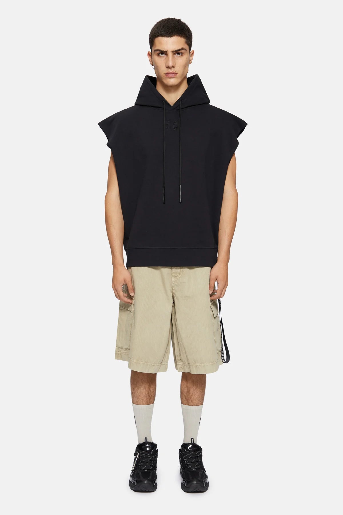 44Label Classic Sleeveless Hoodie Black