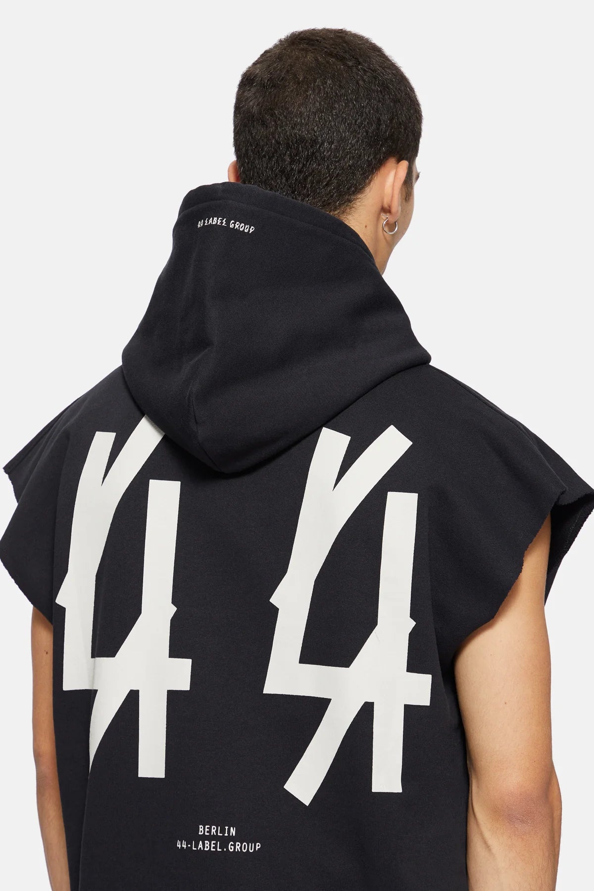 44Label Classic Sleeveless Hoodie Black