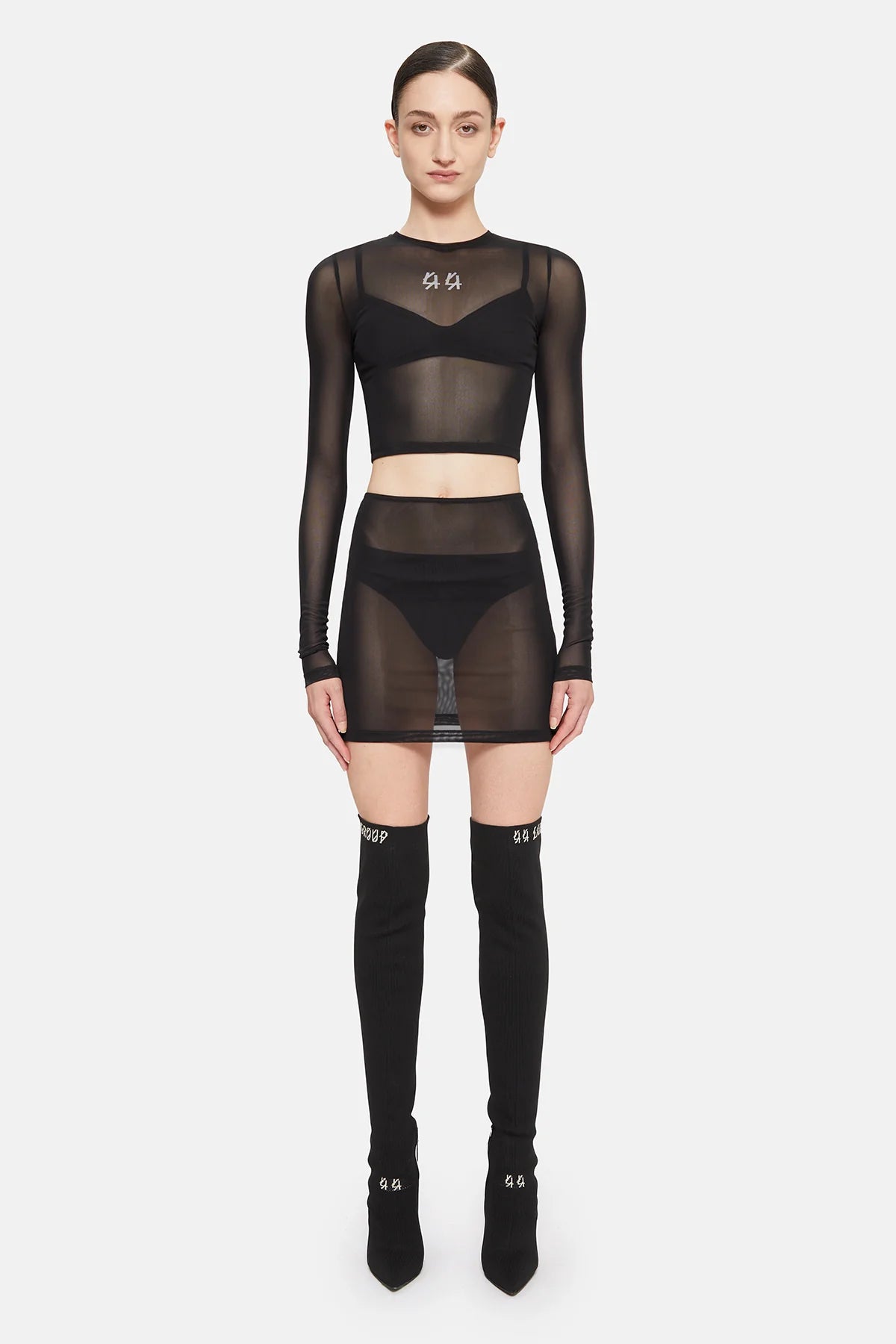 44Label Classic Crop Longsleeve Top Black