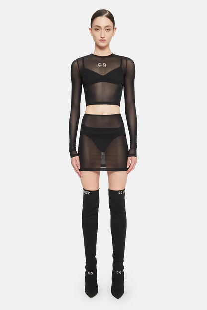44Label Classic Crop Longsleeve Top Black