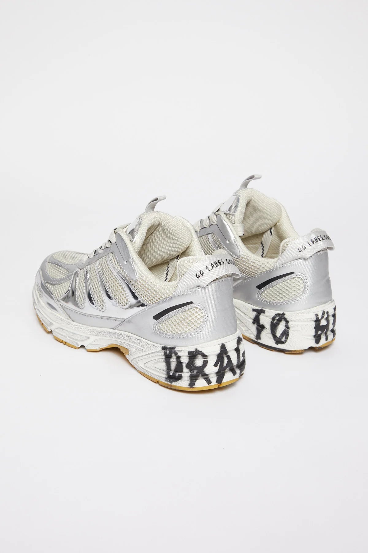 44Label Dragger Sneakers White & Silver