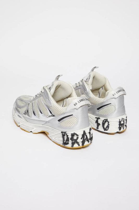 44Label Dragger Sneakers White & Silver