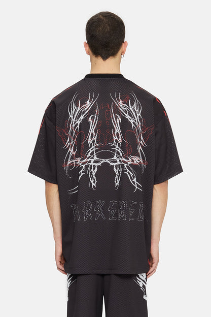 44Label Red Y2K Soccer Tee Black