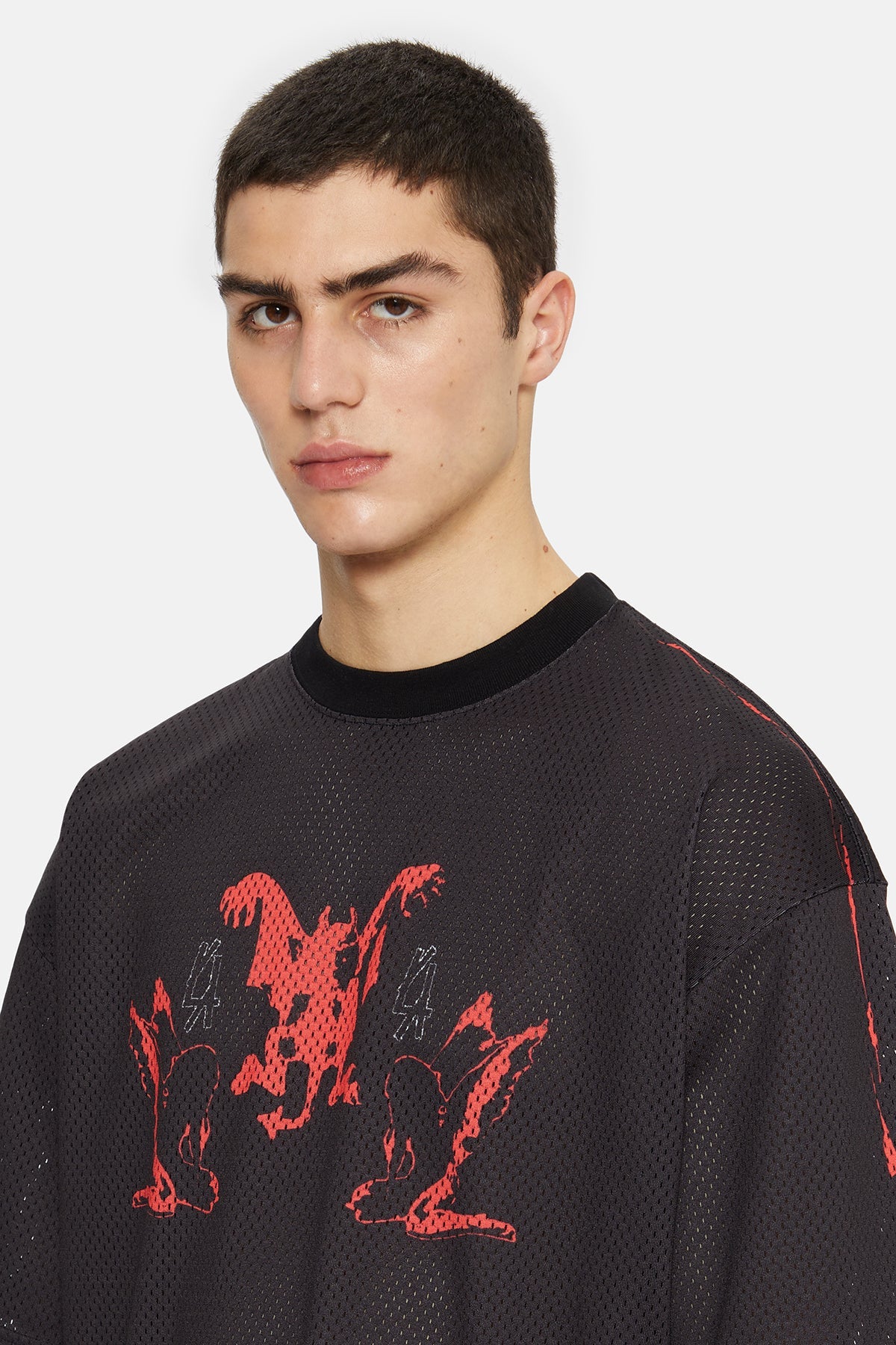 44Label Red Y2K Soccer Tee Black