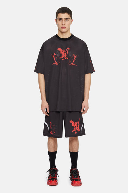 44Label Red Y2K Soccer Tee Black