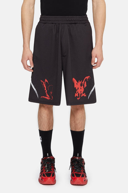 44Label Red Y2K Mesh Shorts Black