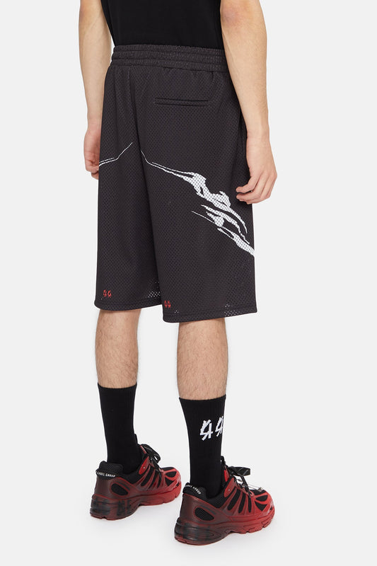 44Label Red Y2K Mesh Shorts Black