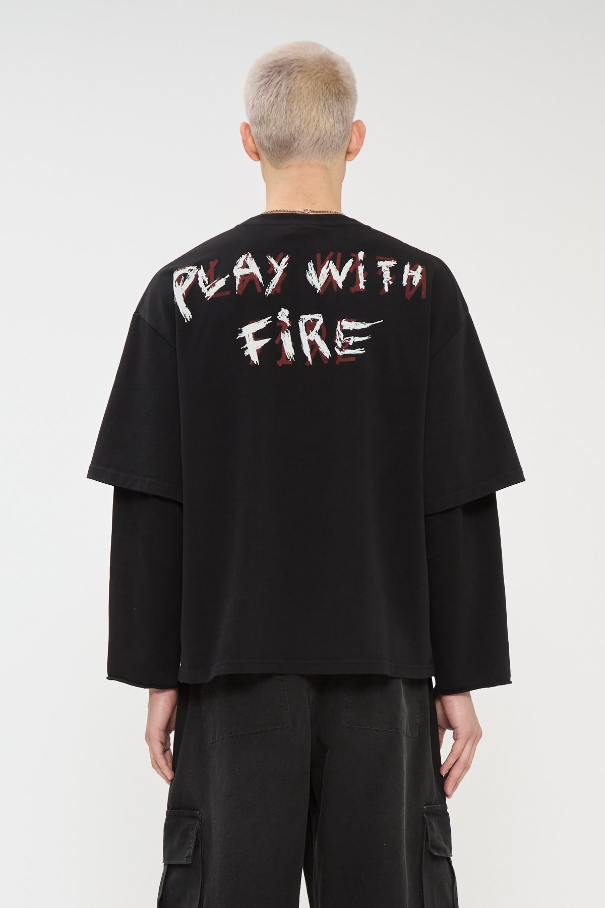 44Label Over Double Longsleeve Tee BYP Faded Black + Dirty White + Dark Red