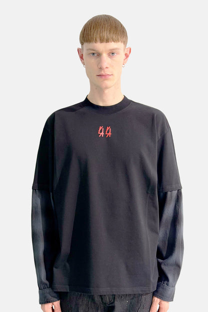 44Label Over Double Longsleeve Tee Underworld Black + High Risk Red