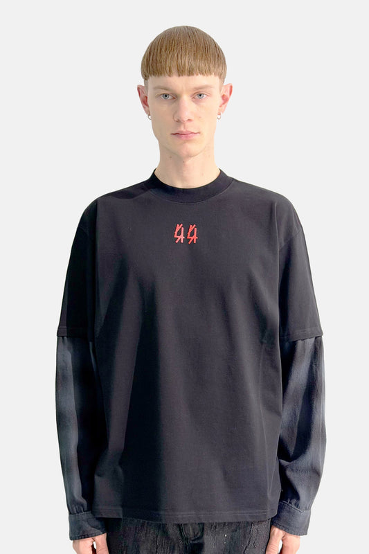 44Label Over Double Longsleeve Tee Underworld Black + High Risk Red