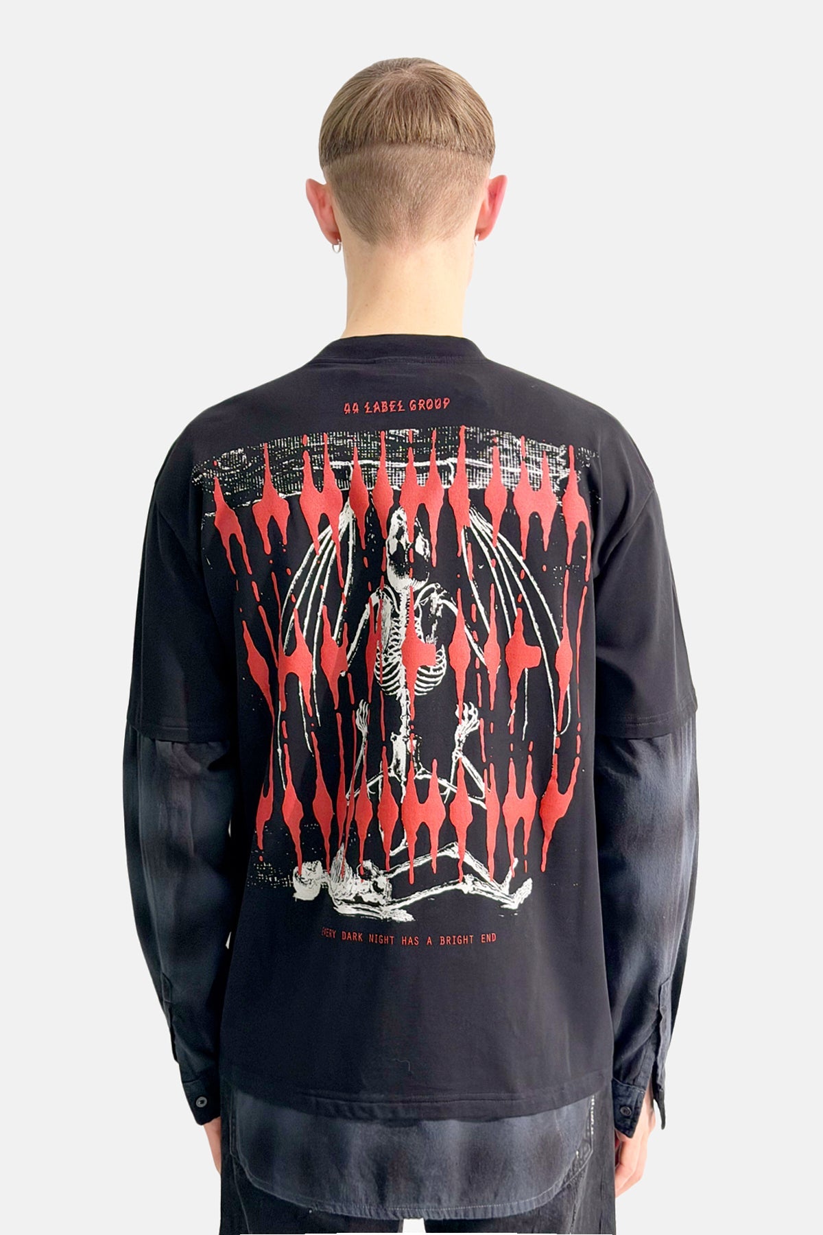 44Label Over Double Longsleeve Tee Underworld Black + High Risk Red