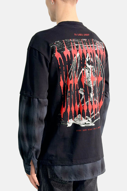 44Label Over Double Longsleeve Tee Underworld Black + High Risk Red