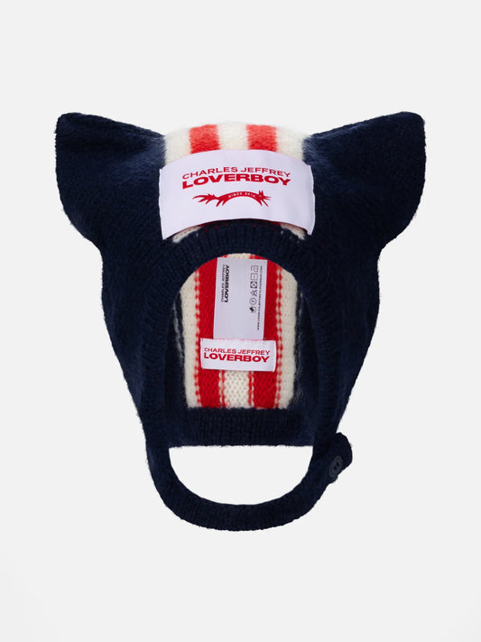 Charles Jeffrey LOVERBOY Ears Bonnet Navy Red & White