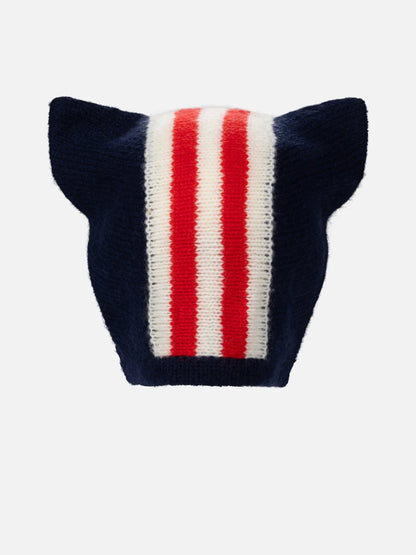 Charles Jeffrey LOVERBOY Ears Bonnet Navy Red & White