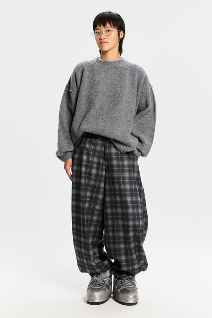 Bonsai Brushed Wool Crewneck Sweater Dark Grey