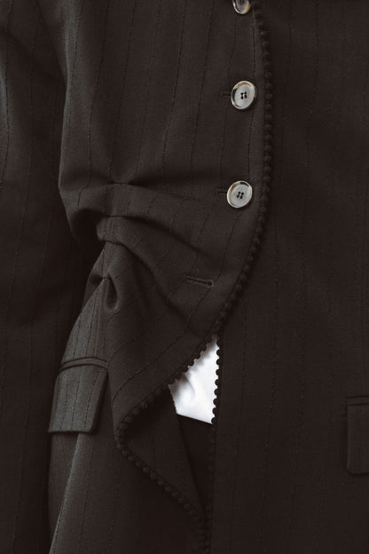 AVAVAV Pleated Pinstripe Blazer Black