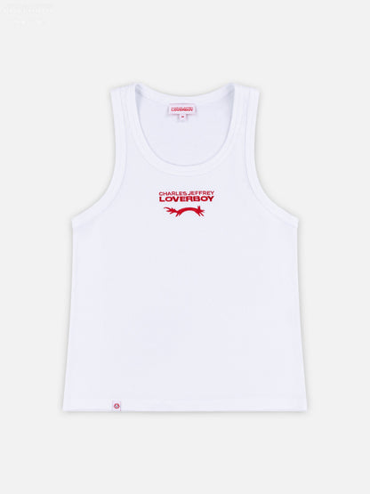 Charles Jeffrey LOVERBOY Knitted Logo Tank Top White