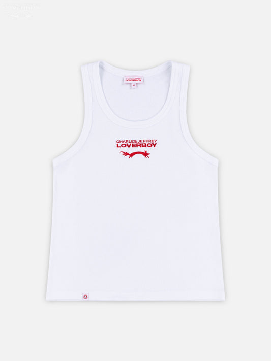 Charles Jeffrey LOVERBOY Knitted Logo Tank Top White