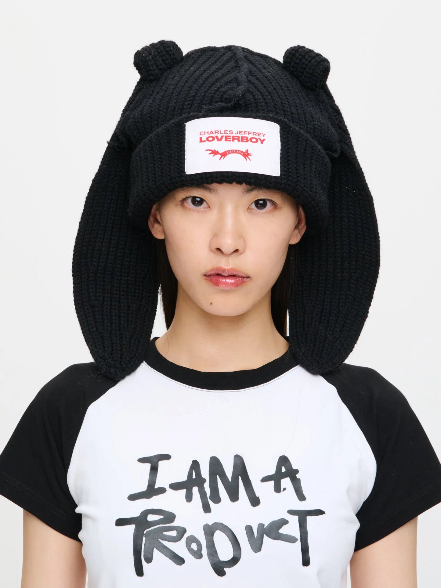 Charles Jeffrey LOVERBOY Chunky Rabbit Beanie Black