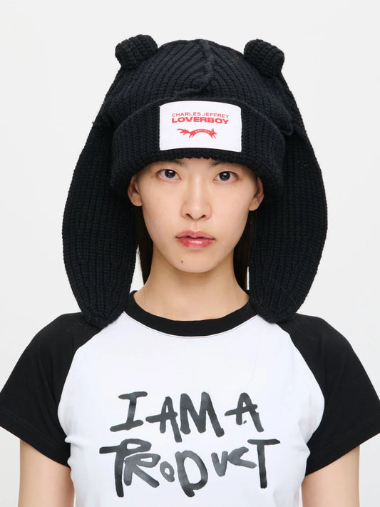 Charles Jeffrey LOVERBOY Chunky Rabbit Beanie Black