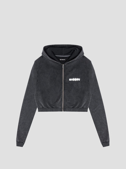 MISSBHV Community Cropped Zipped Hoodie Black