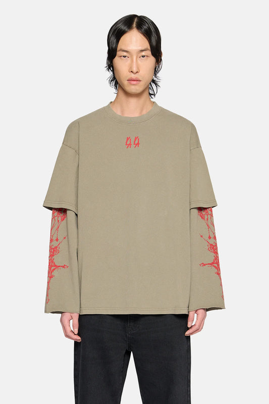 44Label Ewigkeit Double Sleeve Tee Grey
