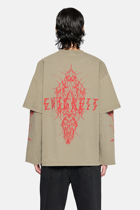 44Label Ewigkeit Double Sleeve Tee Grey