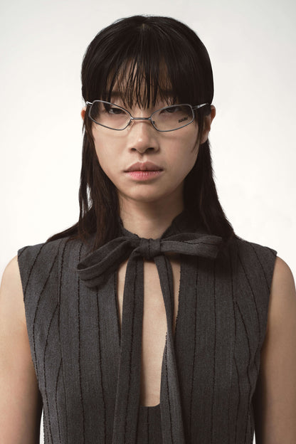 AVAVAV Tulle Pinstripe Dress Grey