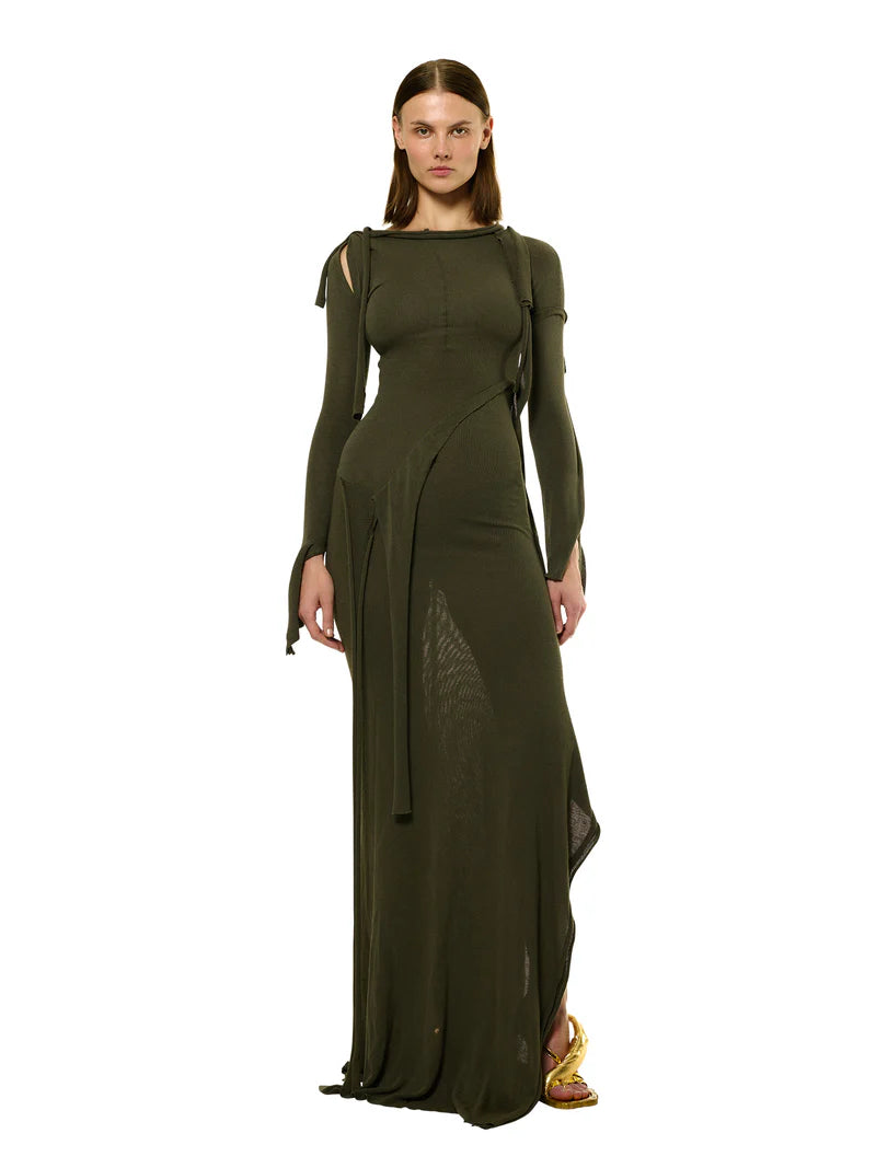 Ottolinger Deconstructed Longsleeve Maxi Dress Green