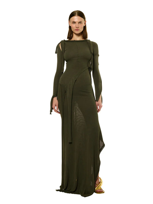 Ottolinger Deconstructed Longsleeve Maxi Dress Green