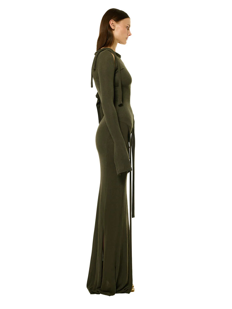 Ottolinger Deconstructed Longsleeve Maxi Dress Green