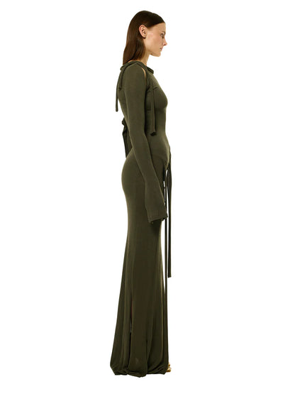Ottolinger Deconstructed Longsleeve Maxi Dress Green
