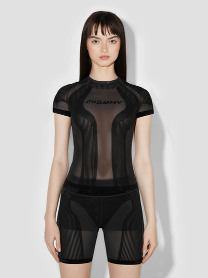 MISSBHV Flock Mesh Sport Tee Black