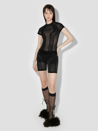 MISSBHV Flock Mesh Sport Tee Black