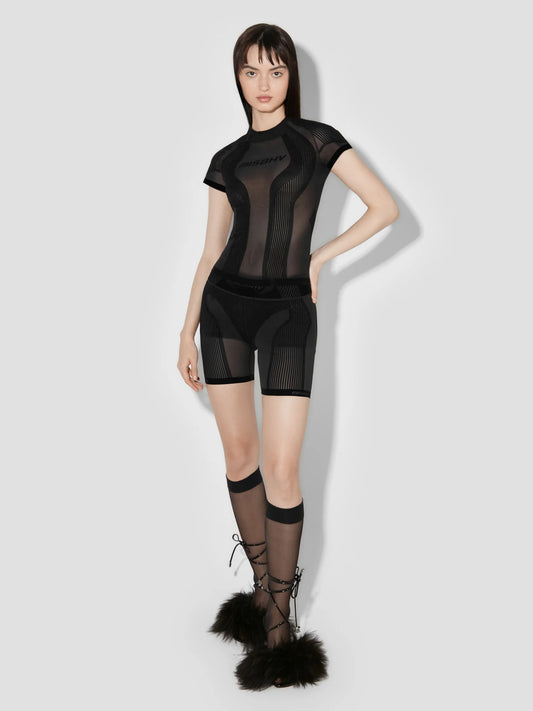 MISSBHV Flock Mesh Sport Tee Black