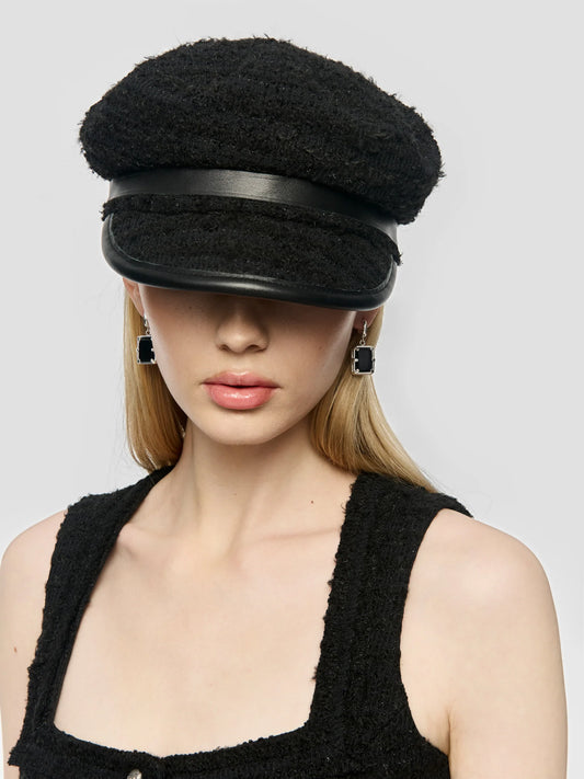 MISBHV Gavroche Tweed Cap BLACK