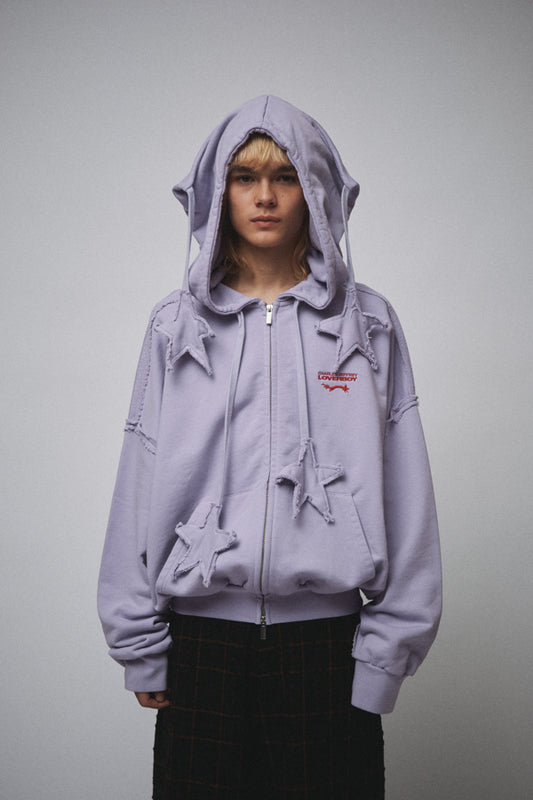 Charles Jeffrey LOVERBOY Knitted Star Hoodie Purple