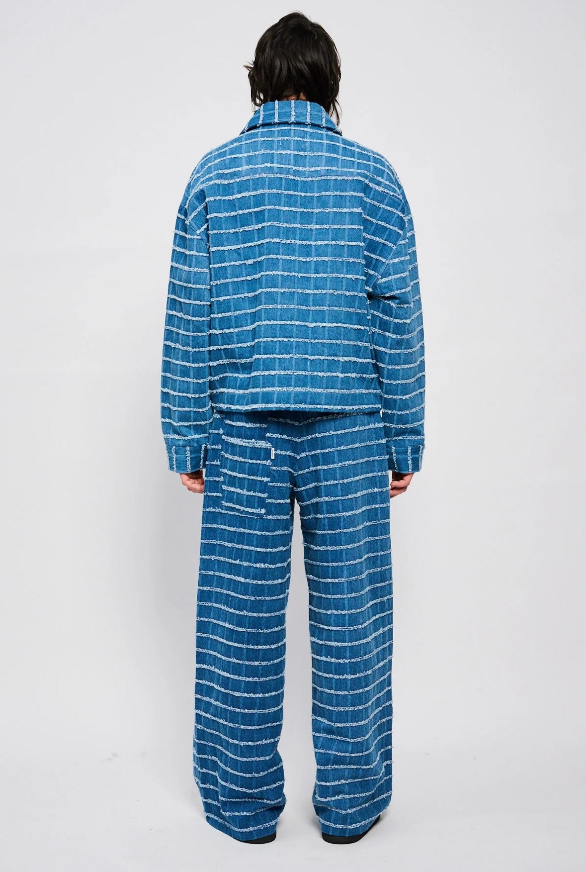 Bonsai Check Denim Shirt Oversize Fit Blue