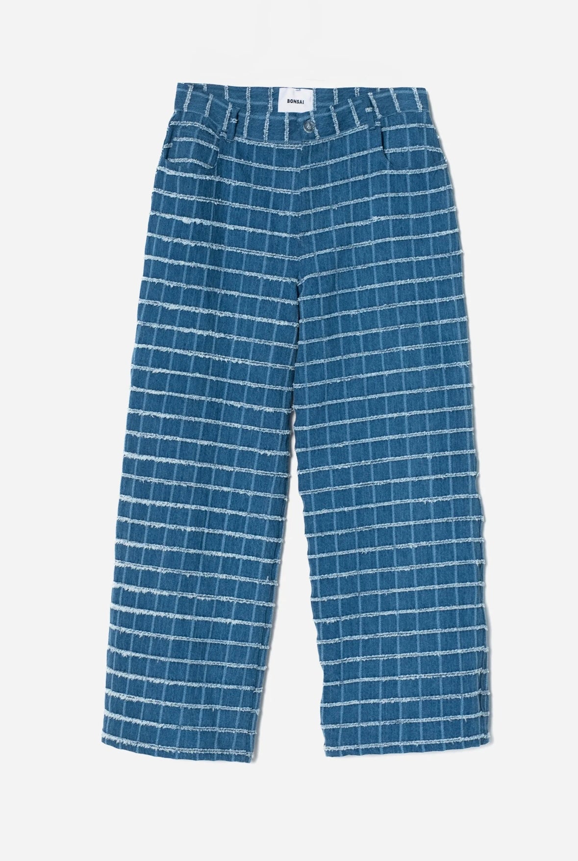 Bonsai Check Denim Pant Oversize Fit Blue
