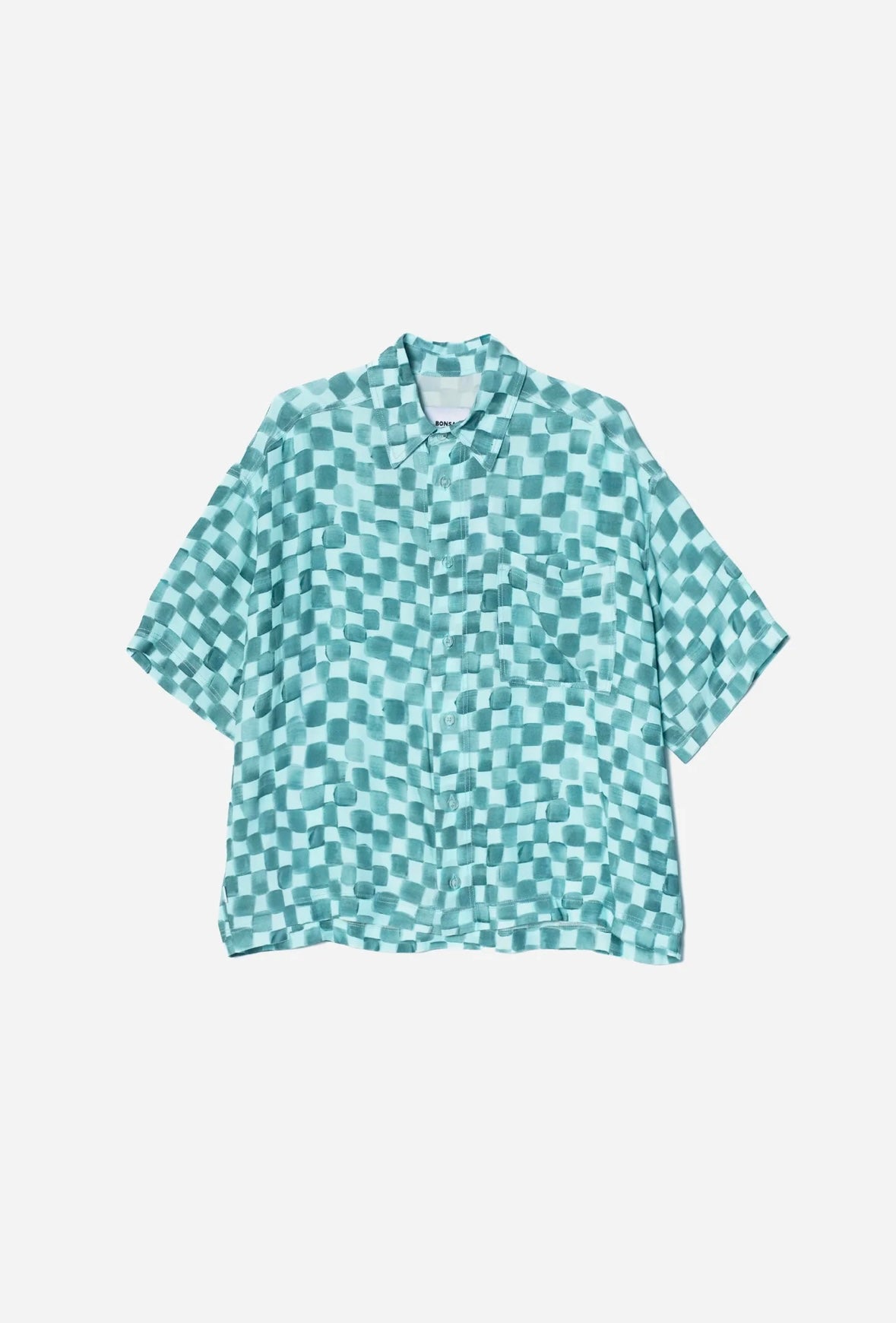 Bonsai Acquarello Cropped Shirt Oversize Fit Blue