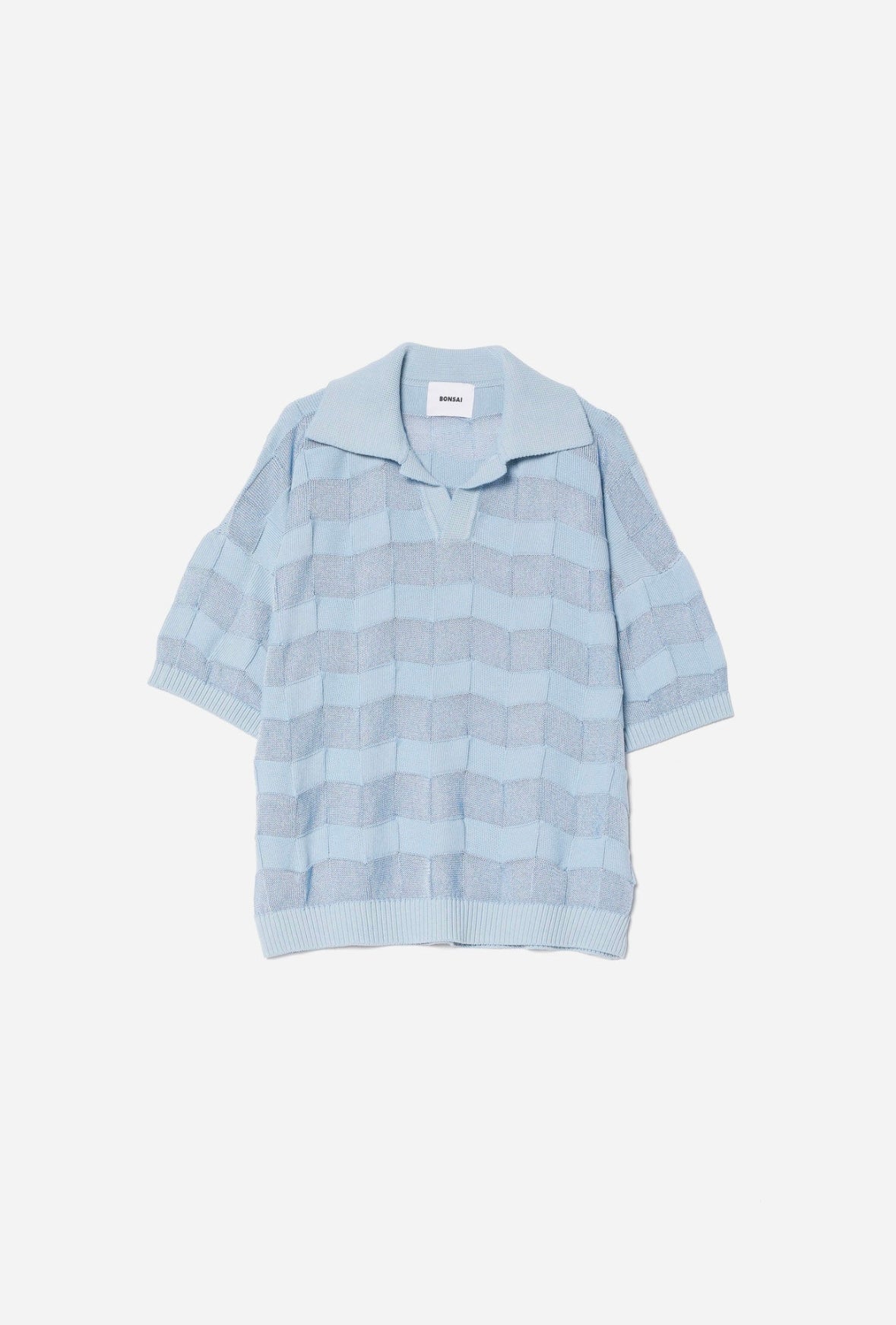 Bonsai Stripes Knit Polo Oversize Fit Blue