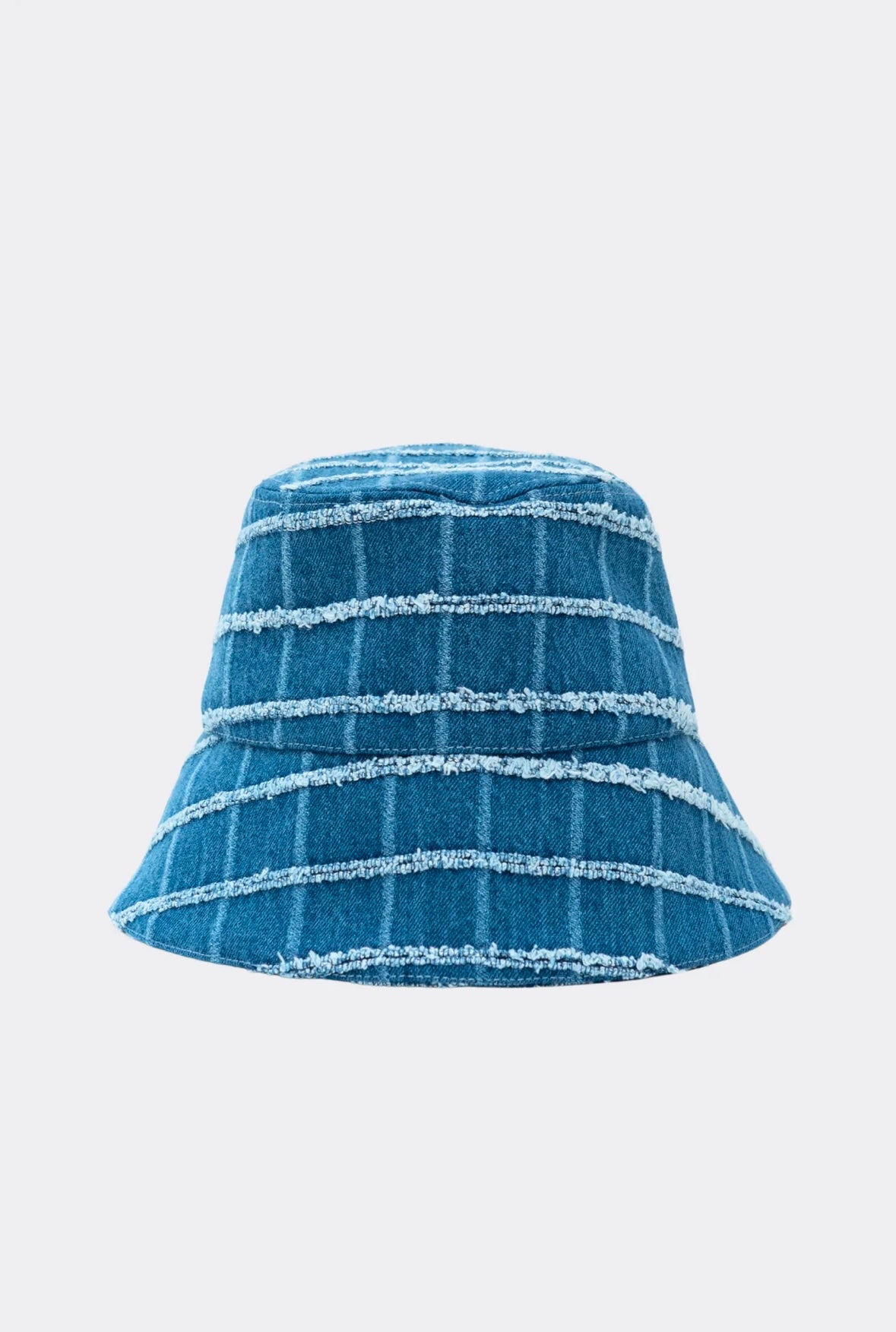 Bonsai Check Denim Bucket Hat Oversize Blue