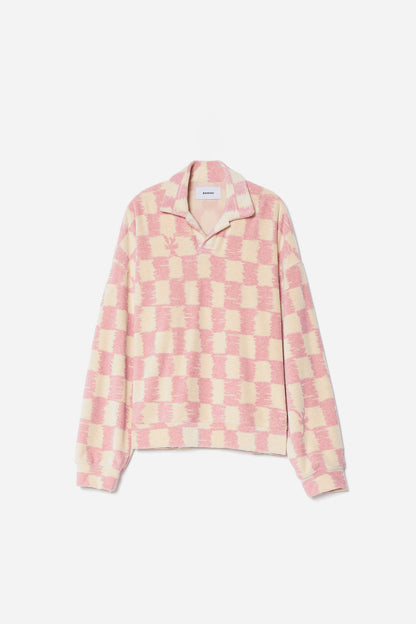 Bonsai Terry Cloth Longsleeve Polo Oversize Fit Beige & Pink