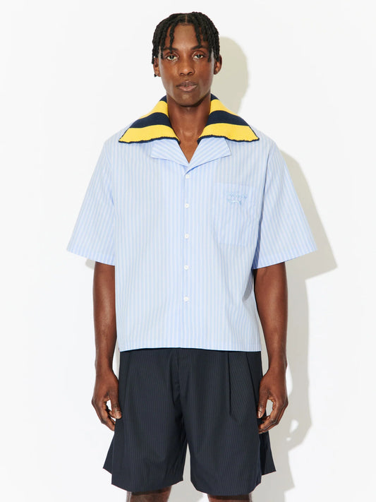 Charles Jeffrey LOVERBOY Hawaiian Shirt Knit Collar Blue