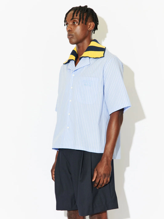 Charles Jeffrey LOVERBOY Hawaiian Shirt Knit Collar Blue
